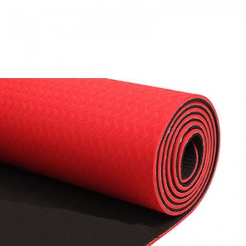 TPE коврик для йоги, 1730*610*6мм, красный/чёрный, ткань между двум слоями, логотип лазерный, плотно