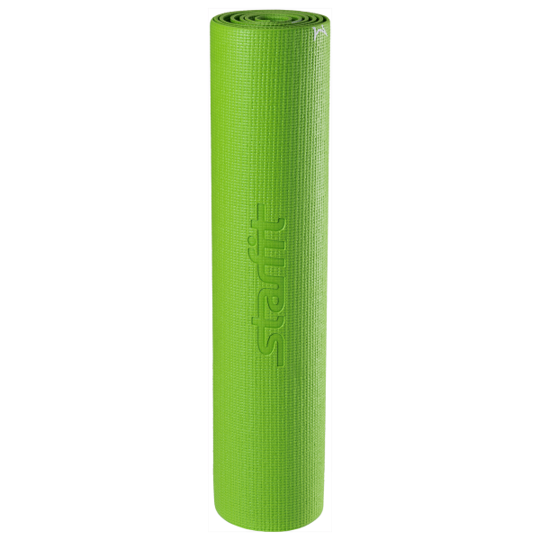 Коврик для йоги FM-102, PVC, 173x61x0,4 см, с рисунком, зеленый